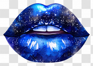 Glitter Kiss - Galaxy Blue Lips Transparent PNG