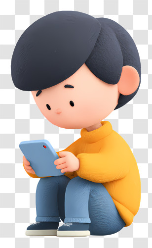 Boy Playing Online Game - Boy Sitting With A Tablet Transparent PNG