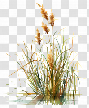 Reed - Water Reeds Growing By The Edge Of A Pond Illustration Transparent PNG