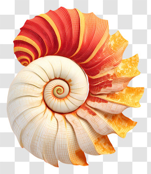 Spiral Seashell - Vibrant Nautilus Shell Transparent PNG