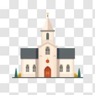 Church - Classic Church Architecture With Cross Transparent PNG