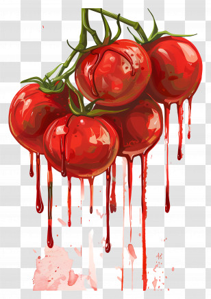Dripping Tomato Sauce - Dripping Red Tomatoes Transparent PNG