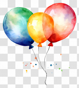 Watercolor Balloons - Colorful Party Balloons Transparent PNG