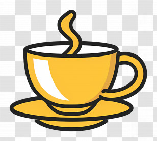 Coffee Logo - Stylized Yellow Tea Cup Illustration Transparent PNG