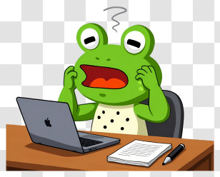 Cartoon Frog - Frog Working At Laptop Cartoon Transparent PNG