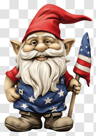 Gnome - Patriotic Gnome With Flag Transparent PNG