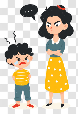 Cartoon Boy And Mom - Angry Child And Mother In Argument Transparent PNG