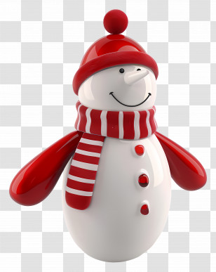 Christmas Stick Figure - Red Snowman With Scarf Transparent PNG