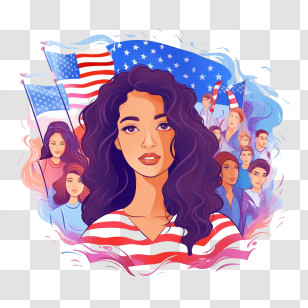 Womens Equality Day - Woman Celebrating With The American Flag Transparent PNG