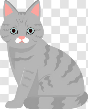 Gray Cat - Illustration Of A Gray Tabby Cat Transparent PNG