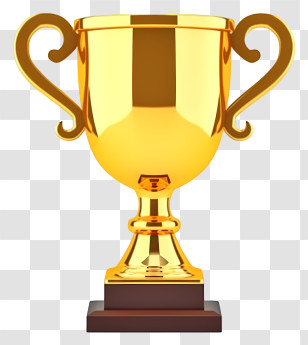 Golden Winner Cup - Shiny Golden Trophy With Decorative Handles Transparent PNG