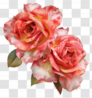 Double Delight Roses - Charming Pink Roses Illustration Transparent PNG