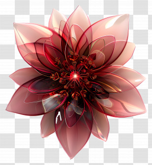 Ruby Flower - Red Flower With Blooming Petals Transparent PNG