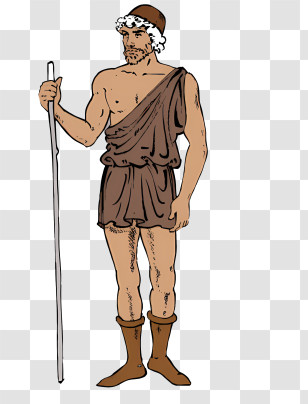 Ancient Greek - Ancient Man Holding A Staff Illustration Transparent PNG