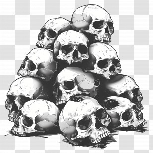 Pile Of Skulls - Stack Of Human Skulls Illustration Transparent PNG