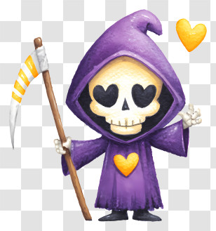 Cute Cartoon Grim Reaper - Playful Purple Grim Reaper Transparent PNG