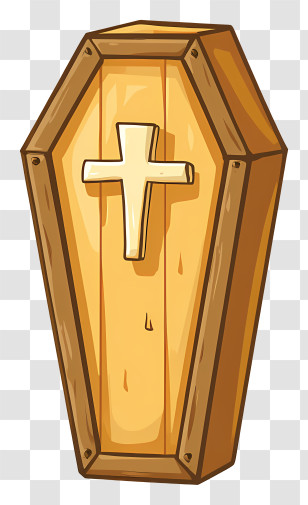 Cartoon Coffin With Cross - Traditional Wooden Coffin With Cross Transparent PNG