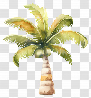 Palm Trees - Illustrated Coconut Palm Tree Transparent PNG