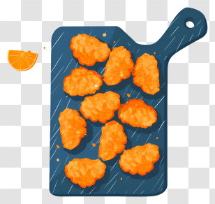 Chicken Nuggets - Crispy Fried Chicken Bites On A Board Transparent PNG