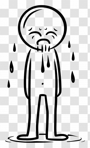 Stick Figure Crying - Stick Figure Illustration Expressing Sadness Transparent PNG