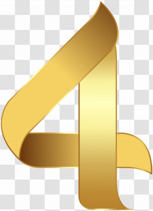 Number Clip Art - Gold - Golden Four Transparent Image Transparent PNG