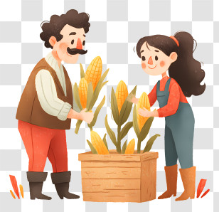 Harvesting Corn - Farmers Harvesting Corn Transparent PNG