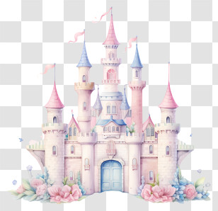 Princess Castle - Whimsical Fairy Tale Castle Illustration Transparent PNG