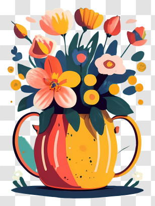 Vase - Colorful Flower Vase With Patterns Transparent PNG