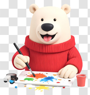 Cute Cartoon Polar Bear - Happy Polar Bear Painting Art Transparent PNG
