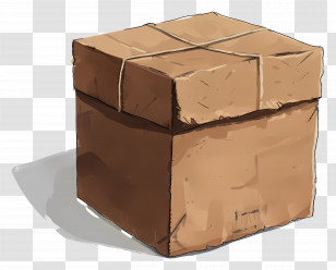 Cardboard Box - Brown Cardboard Box With Tied Rope Transparent PNG