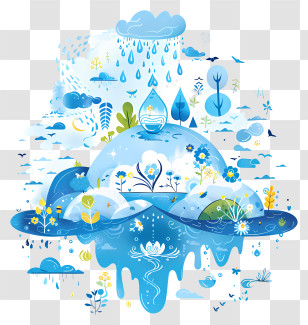 World Water Day - Blue Water Cycle Illustration Transparent PNG