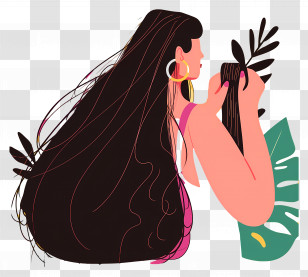Woman Combing Long Hair - Woman With Long Flowing Hair Transparent PNG