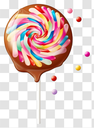 Chocolate Lollipop - Colorful Swirl Chocolate Lollipop Transparent PNG