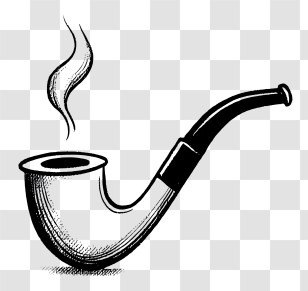 Smoking Pipe Outline - Vintage Smoking Pipe With Steam Transparent PNG
