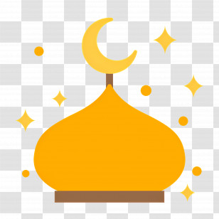 Mosque Dome - Yellow Dome With Crescent And Stars Transparent PNG