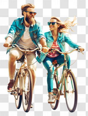 Couple Riding - Couple Enjoying A Bicycle Ride Transparent PNG