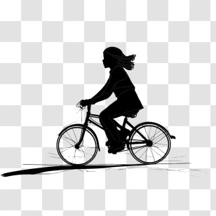 Girl Riding Bike - Silhouette Art Of A Cyclist Riding A Bicycle Transparent PNG