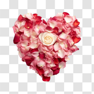 Rose Petals Heart - Romantic Heart Of Pink And Red Petals Transparent PNG