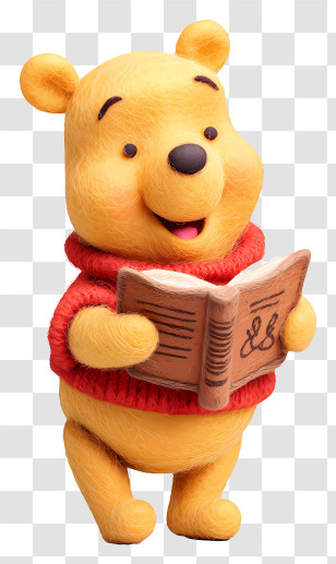 Winnie The Pooh Reading Book - Cartoon Bear With Book Transparent PNG
