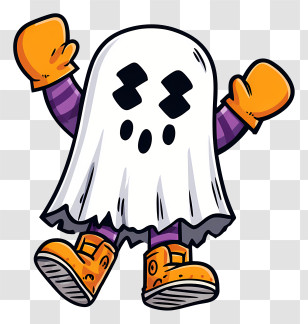 Halloween Ghost - Playful Ghost With Gloves And Boots Transparent PNG