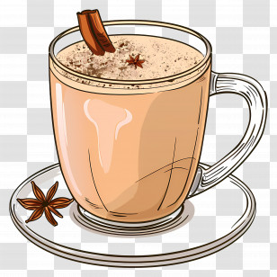 Masala Chai - Spiced Latte With Cinnamon And Star Anise Transparent PNG