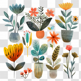 Plant - Charming Potted Plant And Flower Illustrations Transparent PNG