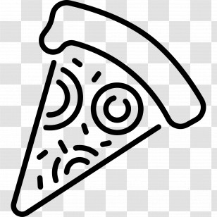 Fast Food Outline - Black And White Pizza Slice Outline Icon Transparent PNG