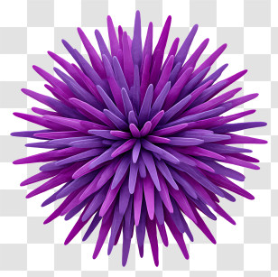Purple Sea Urchin - Purple Spiky 3D Sphere Transparent PNG