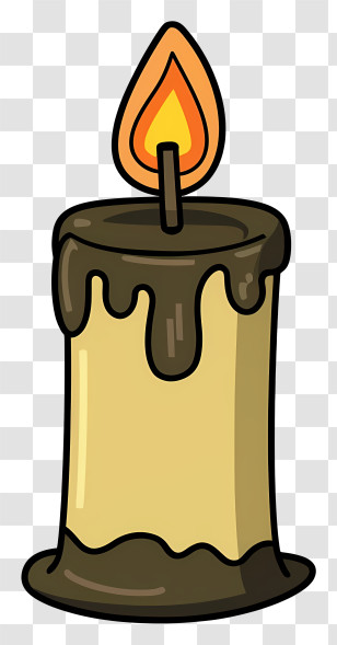Cartoon - Burning Candle With Melting Wax Illustration Transparent PNG