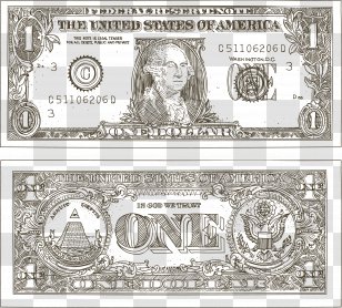 Paper Cash Banknote United States Dollar One-dollar Bill - Hand-painted Bills Transparent PNG