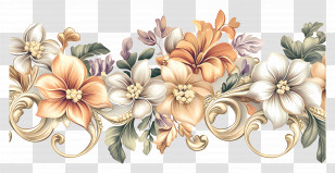 Decorative Horizontal Line - Elegant Floral Pattern With Leaves Transparent PNG