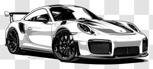 Porsche Silhouette - Illustration Of A Modern Sportscar Transparent PNG