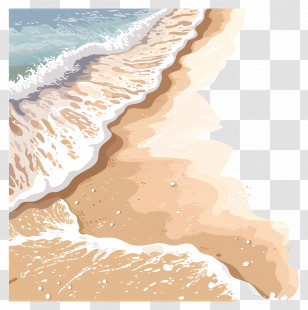 Beach Sand - Illustration Of Beach Shoreline And Ocean Waves Transparent PNG