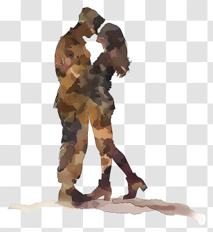 Digital Painting - Watercolor Silhouette Of A Loving Couple Transparent PNG